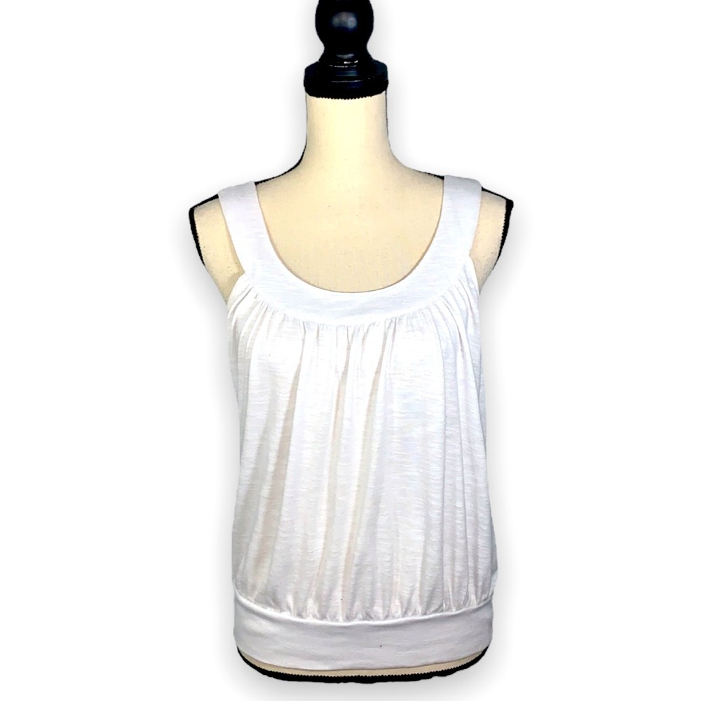 Cotton On White Banded Waistband Tank Top Round Neck Large